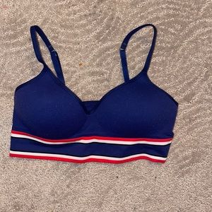 Red white and blue VS PINK sports bra